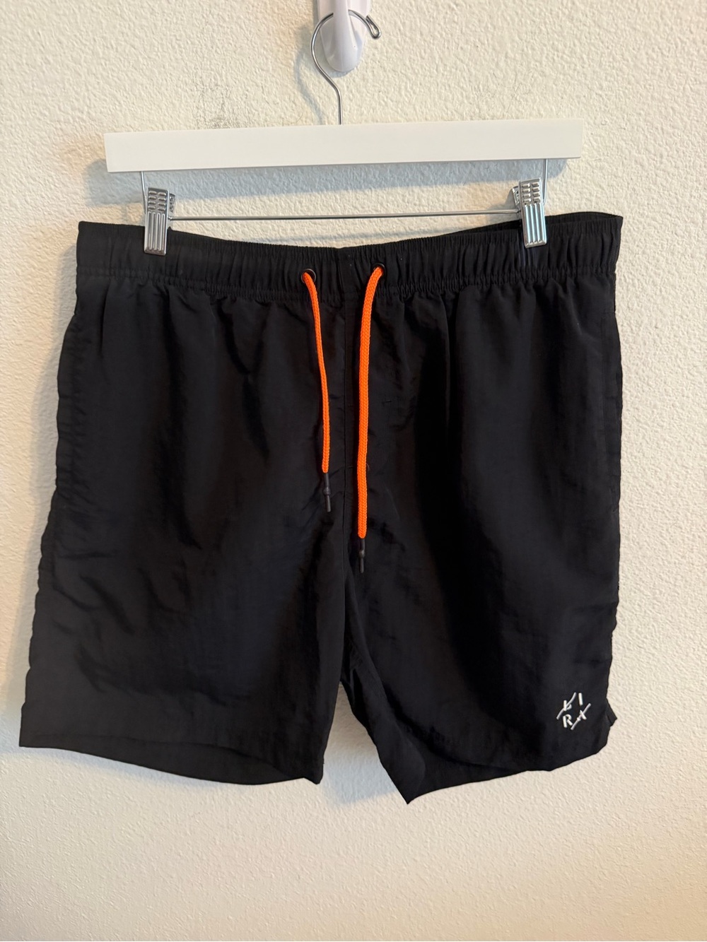 RVCA Black Swim Trunks with Orange Drawcord